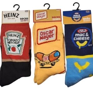 Novelty Crew Socks Ketchup, Hot Dogs, Mac&Cheese‎ Mens 6-12